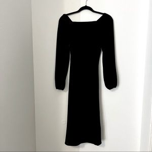 Shein: Solid Square Neck Split Thigh Dress